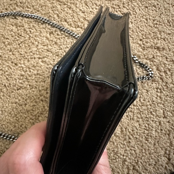 Christian Dior Metallic Patent Micro-Cannage Diorama Wallet on Chain Pouch, Gray - Picture 15 of 16